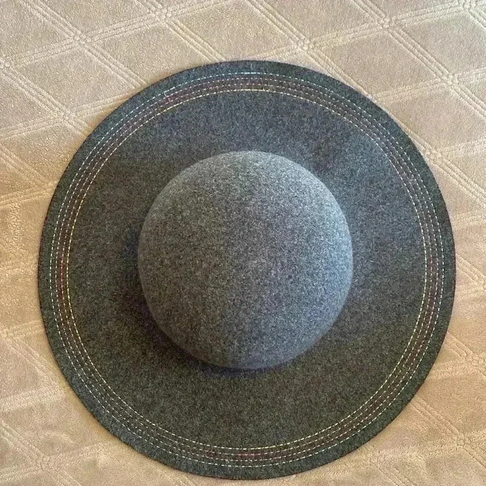 Target Woman’s Gray Felt Hat with Colorful Stitching.